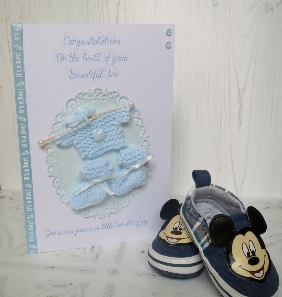  Baby Boy, New Baby, New arrival, Handmade card
