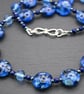 blue lampwork glass beaded necklace - Image 4