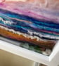 Pink sky sunset over the sea and beach Seaglass and shells white frame  - Image 2