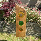 Fused Glass & Wood Sunflower Garden Art 