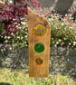 Fused Glass Wood Sunflower Garden Art 