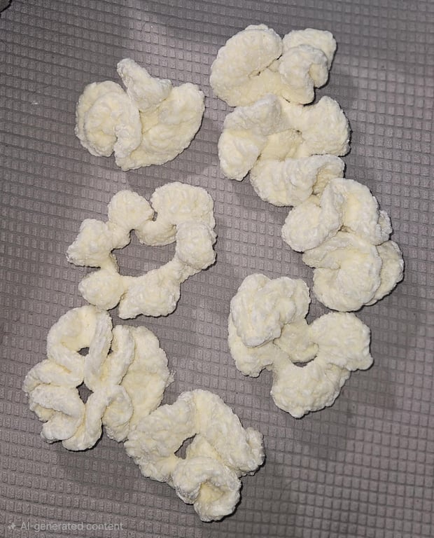 Handmade Plush Crochet Scrunchie Soft Textured Hair Tie White Hair Accessory 