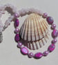 Pink Rhodonite, Rose Quartz & Shell Pearl Gemstone Statement Necklace "Charis"
