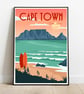 Cape Town retro travel poster, Cape Town print, South Africa travel poster - Image 1