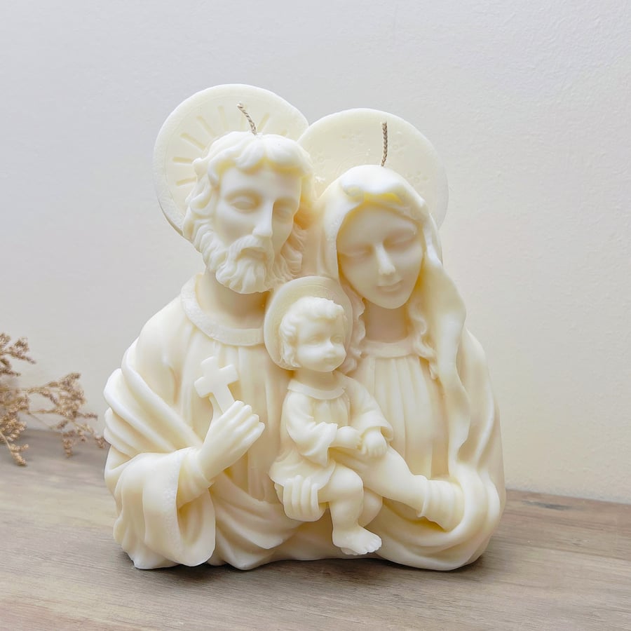 Christian Christmas Candle Holy Family Inspired Religious Gift - Nativity