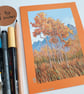 Autumn landscape with blue sky original drawing, small wall art - Image 9