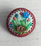 Hand Embroidered Floral Hedgehog Brooch