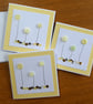 Pack of 3 Mini Blank Cards - Yellow Button Flowers and Sequins - Image 7