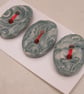 3 Medium Oval Sage Green Brocade Pattern Ceramic Buttons - Image 2