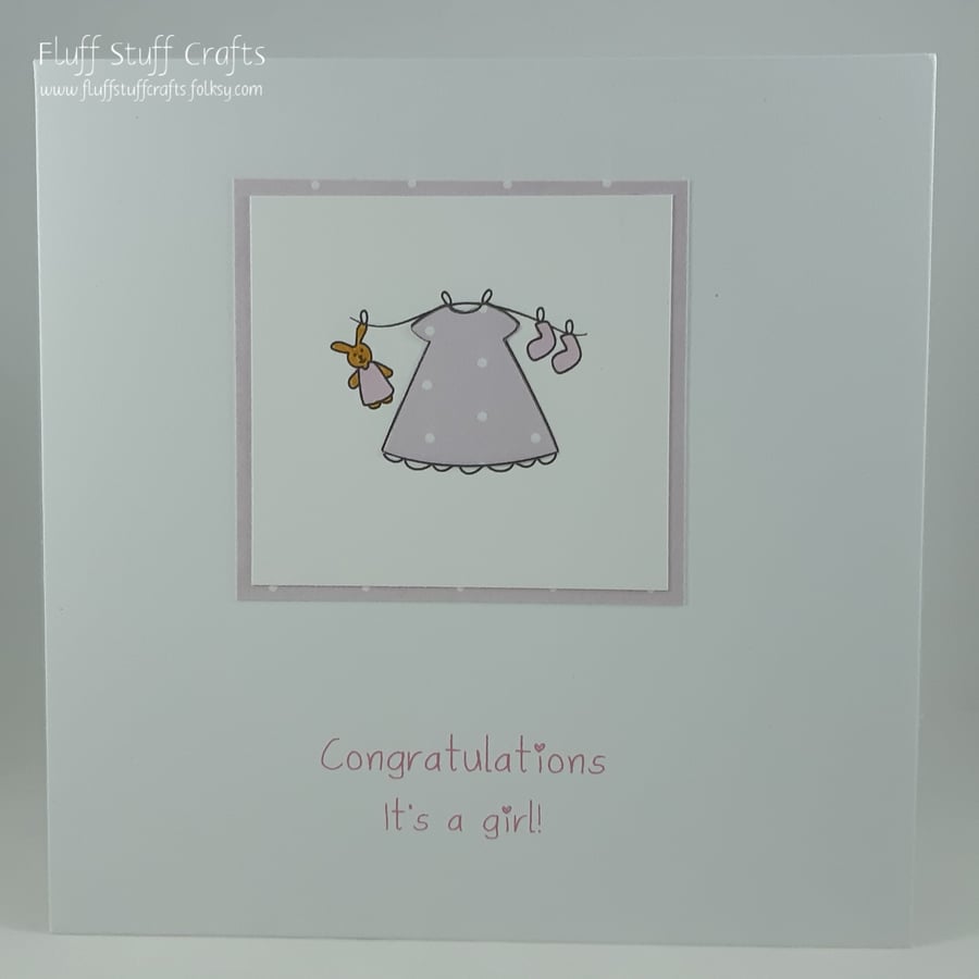 Handmade new baby girl card
