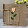 Thinking of You Card. Single peach and cream flower. Wool felt. Handmade.