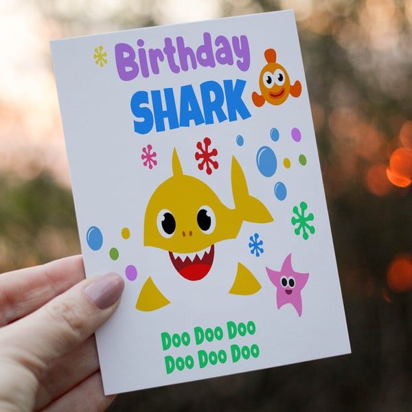 Baby Shark Birthday Card, Card for Child, Birthday Shark Birthday Card