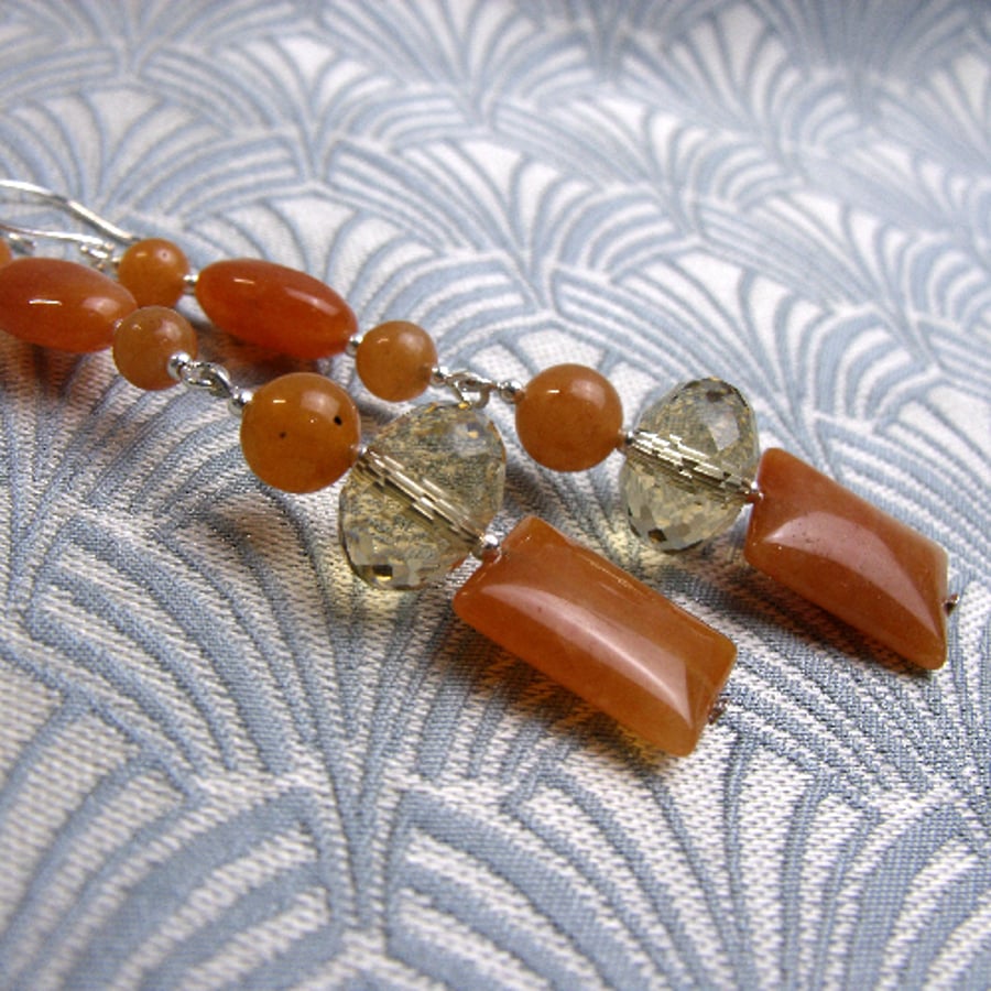 Long Orange Earrings, Orange Jewellery, Long Dangle Earrings CC18