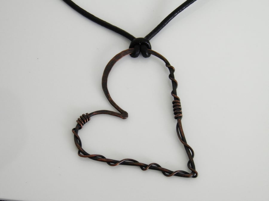 Oxidised Copper Heart Necklace 