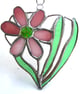 Daisy Heart Suncatcher Stained Glass Flower Pink 016 - Image 3