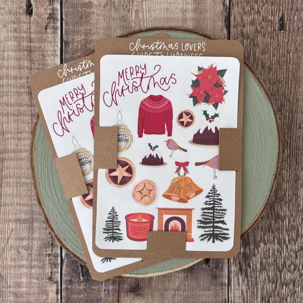 Christmas Sticker Sheet: Cosy Winter Journal Scrapbook Stickers
