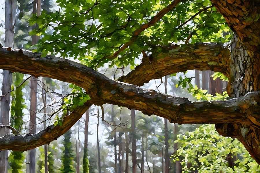 A5 Greeting Card Branch of Oak Woods Norfolk