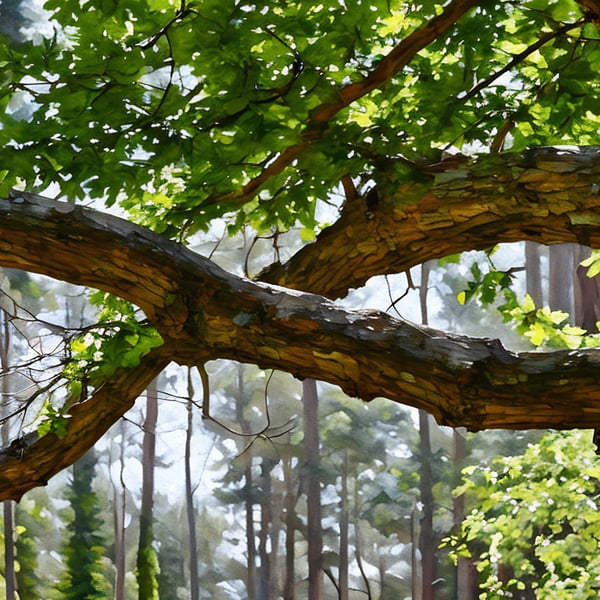 A5 Greeting Card Branch of Oak Woods Norfolk