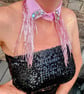 Pastel Pink & Lilac Detachable Statement Collar - Upcycled Crystal Neckcessory - Image 4