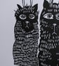 Discombobulated - cat lino print - SUPER SECONDS - Image 2