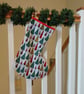 Handmade Christmas stocking - Scandi style trees on white background