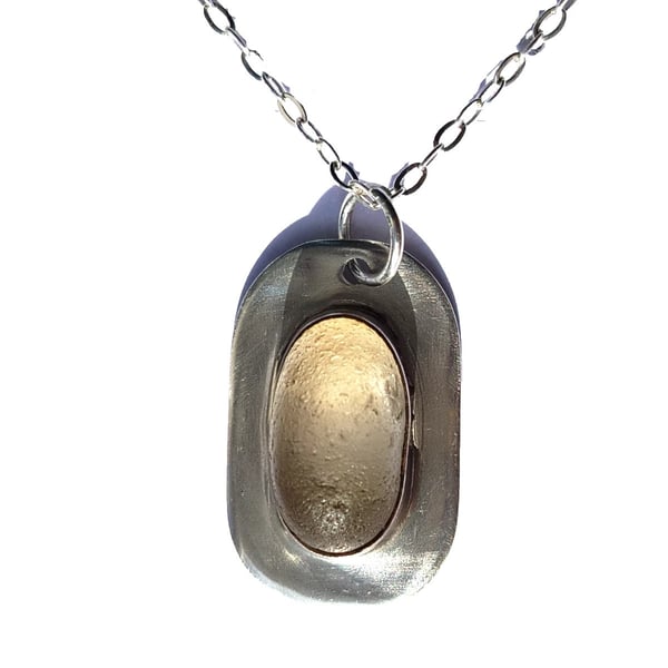 Seaglass Necklace Sterling Silver .925 Jewellery Gift White Handmade in Cornwall