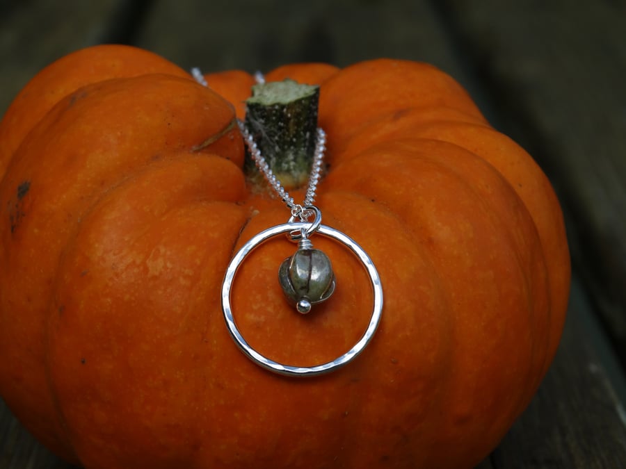 Pumpkin hoop pendant in recycled silver