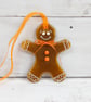 Fused Glass Gingerbread Person has Dotty Cuff Decoration & Orange Embellishments - Image 5