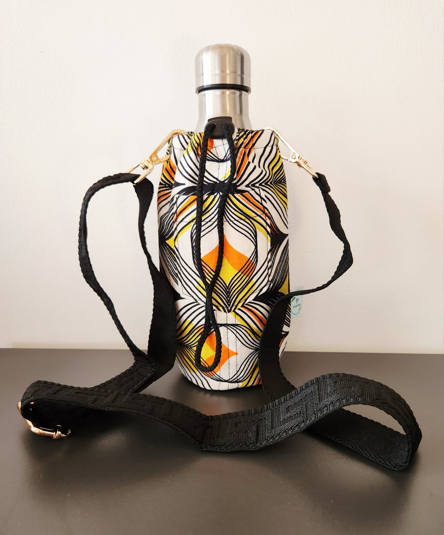 AFRICAN PRINT WATER COOLER WITH DETACHABLE AND ADJUSTABLE STRAP