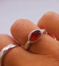 Textured Silver Ring with Faceted Garnet Slice : Size K - Image 6