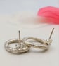 Molten Sterling Silver Circle Stud Earrings - Organic Chunky Minimalist Studs - Image 7