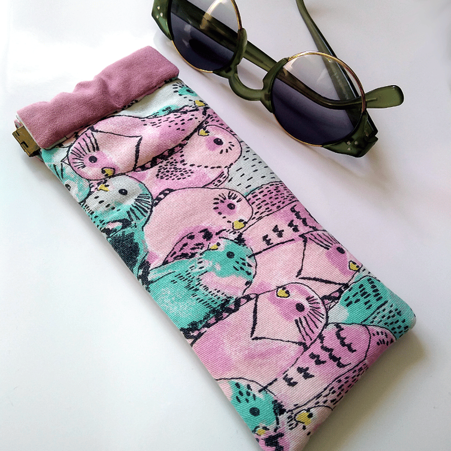 Budgies glasses case, flex frame, pinch purse