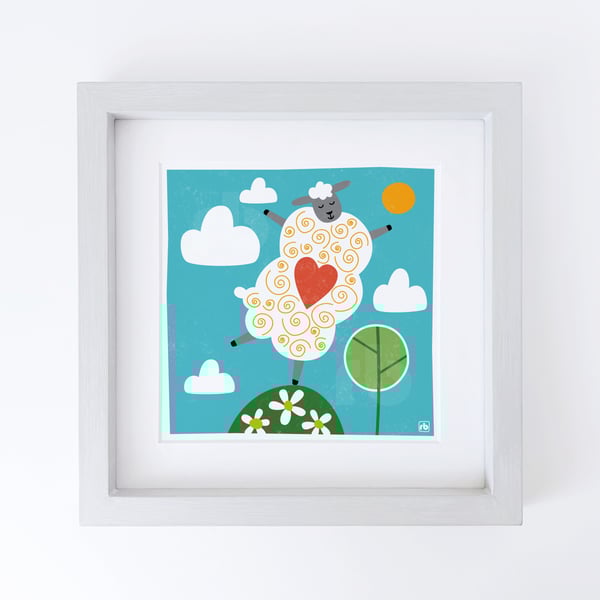 Pirouette, dancing sheep illustration, original Giclee print