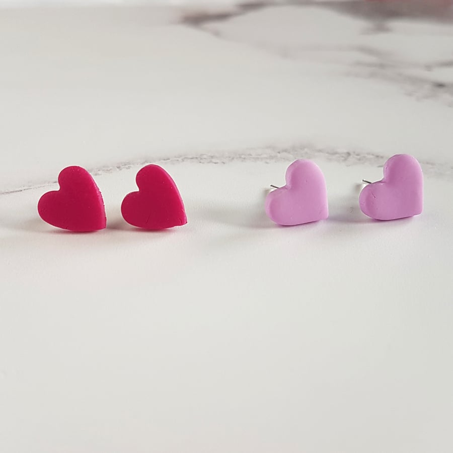 Heart stud earrings, choose your colour
