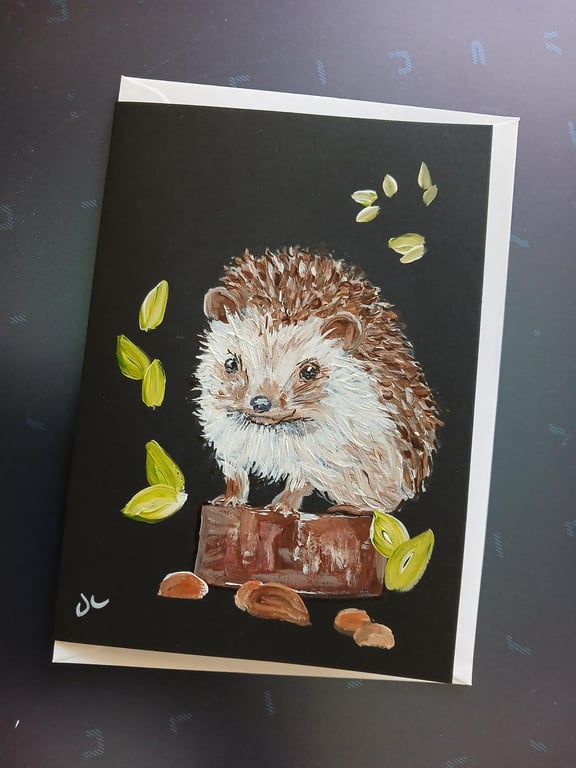 Hand Painted Hedgehog Greetings Card