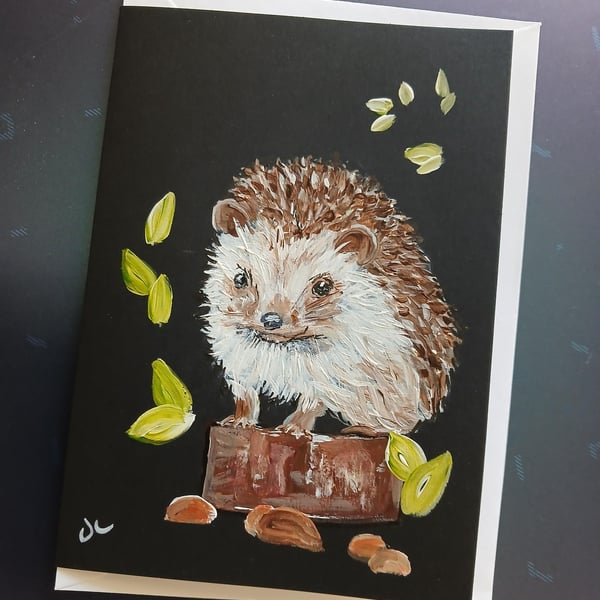 Hand Painted Hedgehog Greetings Card
