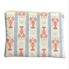 Lobster Zip Pouch - Coastal Makeup Bag - Handmade Zipped Fabric Pouch