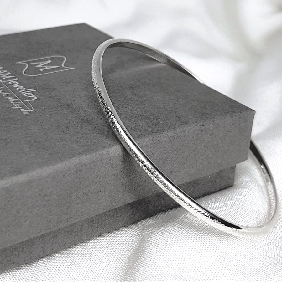 Sterling Silver Textured Bangle Bracelet
