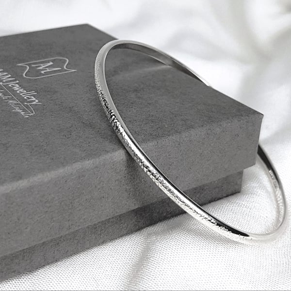 Sterling Silver Textured Bangle Bracelet