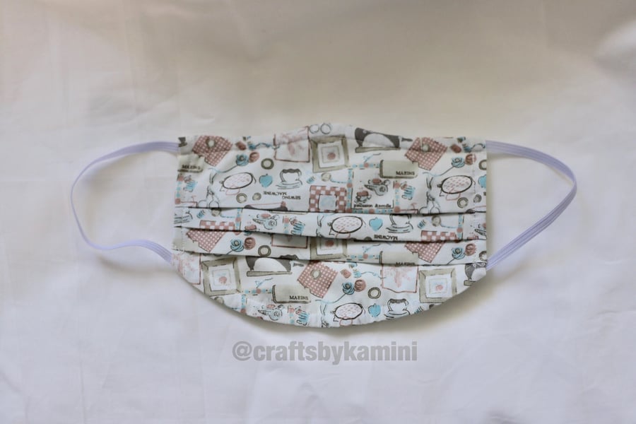 Washable face covering with nose wire and filter pocket (postage included)