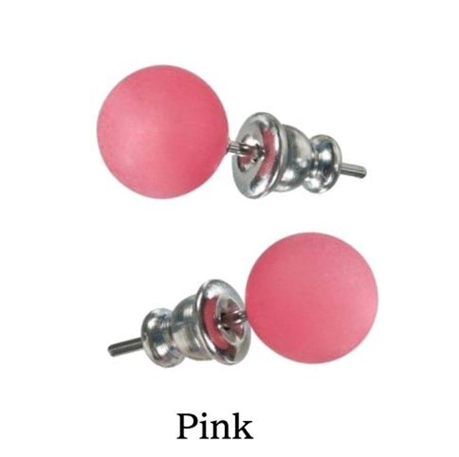 Pearl Effect Pink 8mm Preciosa Round MAXIMA Stud Stainless Steel Earrings.