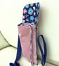 Crossbody mobile phone bag in dusky pink chunky corduroy fabric with strap