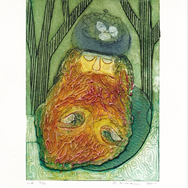 The Gentle Giant Nr 3 - Original collagraph print - made in Yorkshire