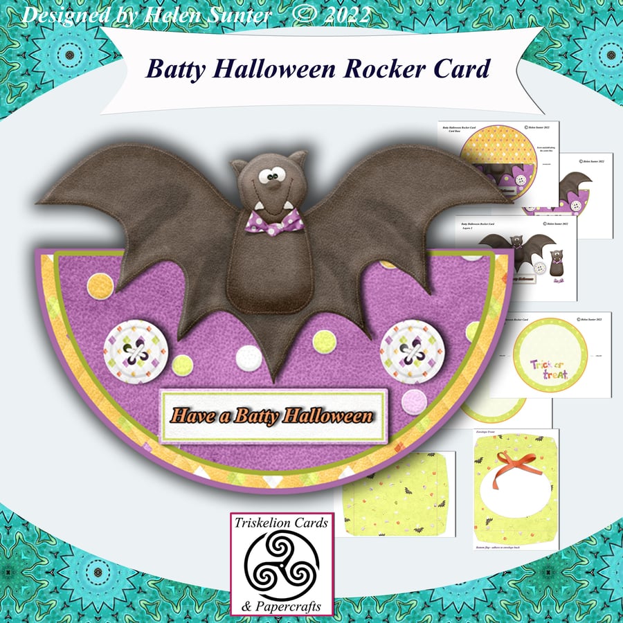 Printable Halloween Bat Shaped Rocker Card Making Kit 