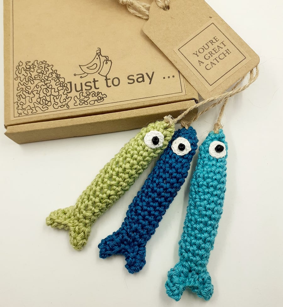 Three Little Crochet Sardines 