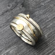 Gold Wave Stack Ring, silver stack ring, silver... - Folksy