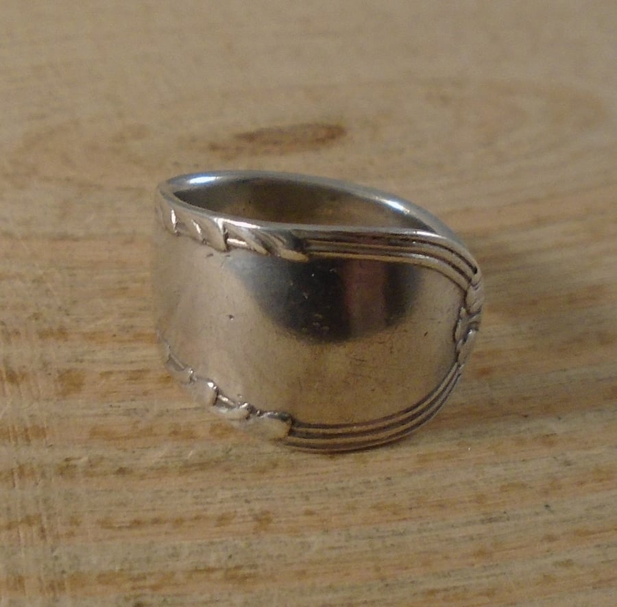 Upcycled Silver Plated Reed Spoon Handle Ring SPR101911