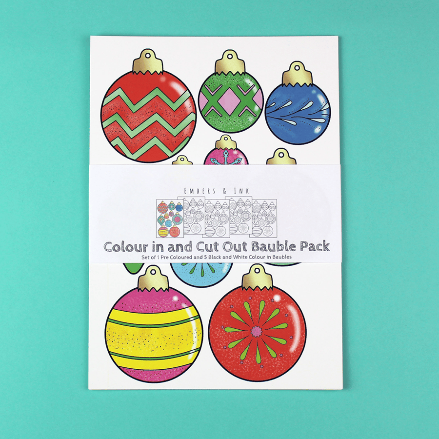 Colour In and Cut Out Cardboard Bauble Pack