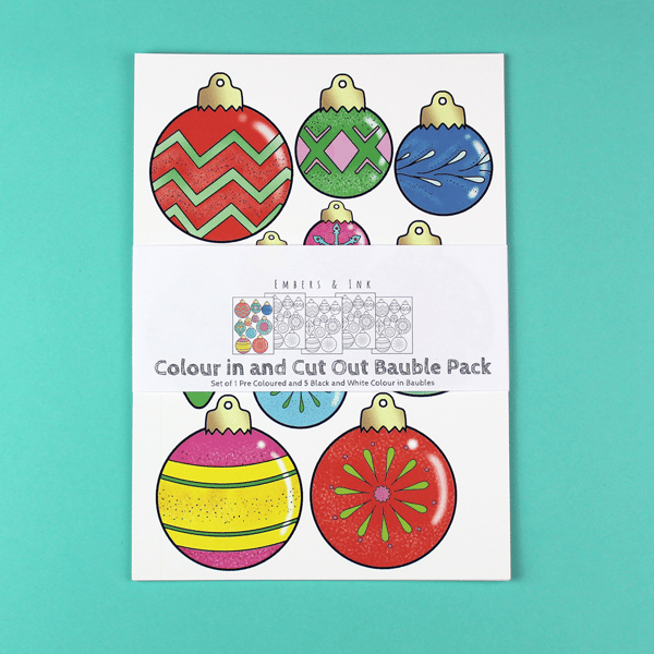 Colour In and Cut Out Cardboard Bauble Pack