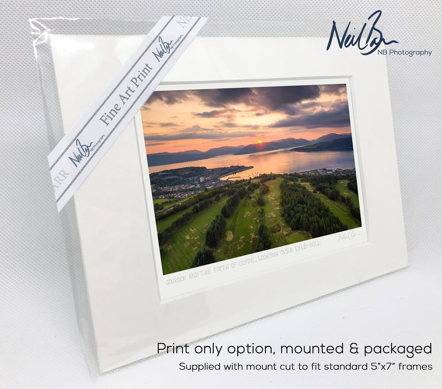 Gourock, Argyll & Firth of Clyde from Lyle Hill - A6 (7" x 5") Unframed Print